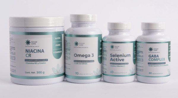 Combo de 4 productos (incluye uno de cada uno) Niacina Cr + GABA complex + Omega-3 + Selenio